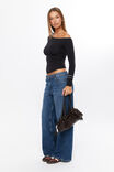 Soft Long Sleeve Off Shoulder Top, BLACK - alternate image 5