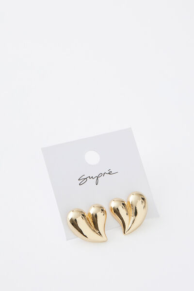 Earring Single Pack, GOLD/MELTING HEART