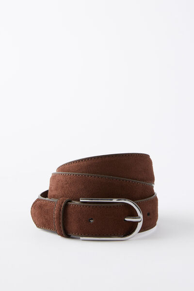 Savannah Faux Suede Belt, CHOC/SILVER