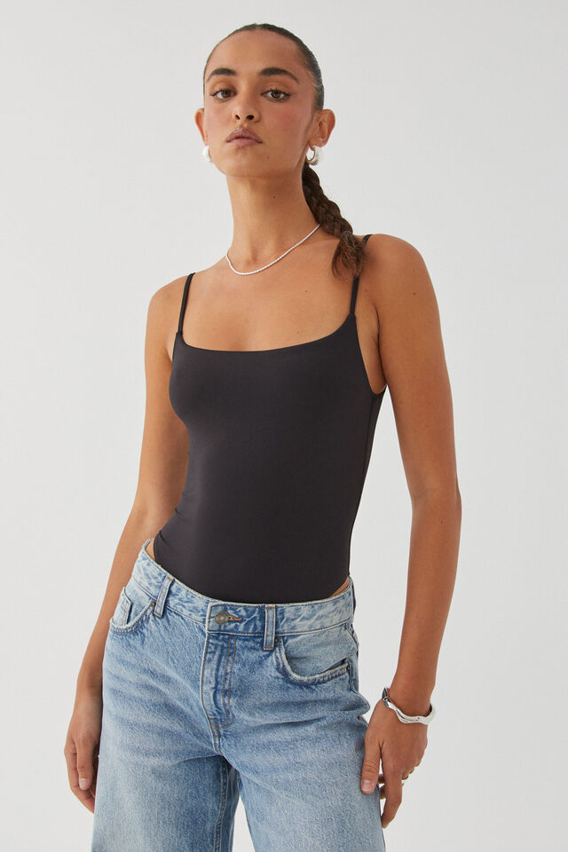 Chill With Me Ribbed Tank Top Body Suit in Black