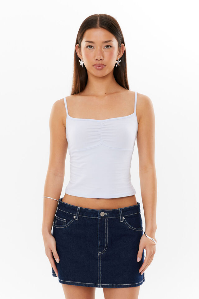 Renee Ruched Cami, MILKY BLUE