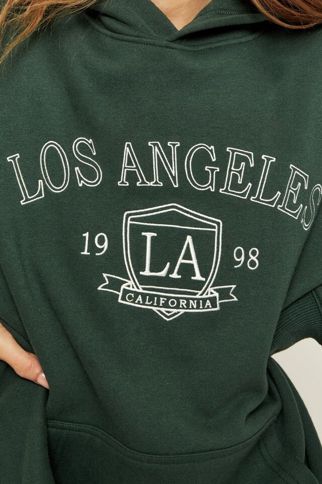Paige Oversized Printed Hoodie, AMAZON GREEN/LOS ANGELES