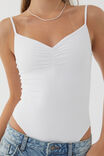 Light Luxe Ruched Strappy Bodysuit, WHITE - alternate image 4