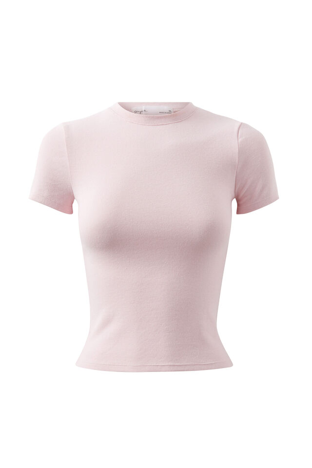 Cotton Fitted Tee, BABY PINK