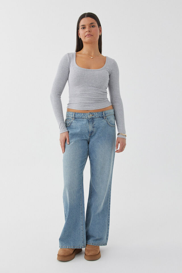 Low Rise Bootleg Jean, SURF BLUE