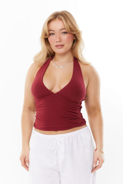 Soft Chelsea Halter Top, DEEP CHERRY