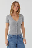 Stella Short Sleeve Knit, GREY MARLE - alternate image 1