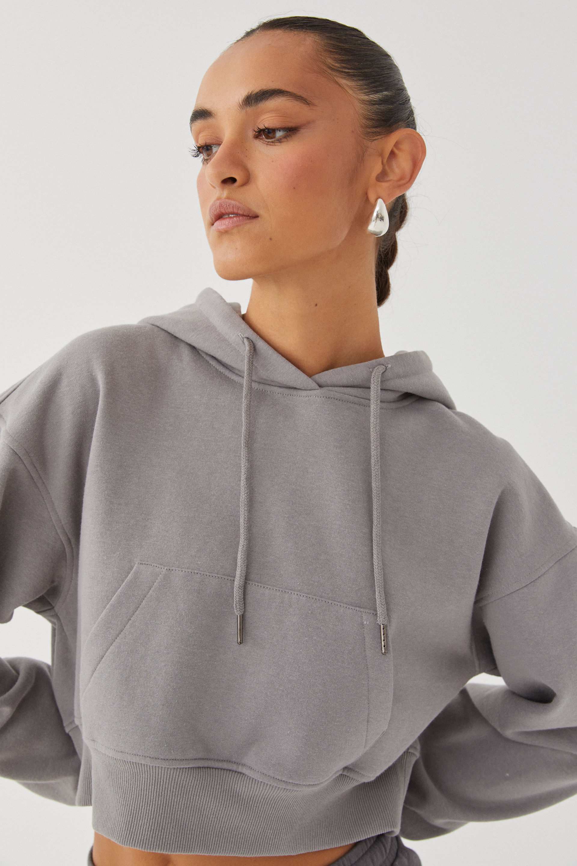 Grey deals cropped hoodie