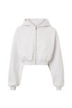 Jolie Cropped Zip Through Hoodie, LIGHT GREY MARLE - alternate image 6