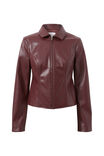 Gracie Collared Faux Leather Jacket, CHERRY - alternate image 6