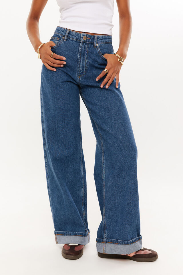 High Rise Wide Jean, IRIS BLUE