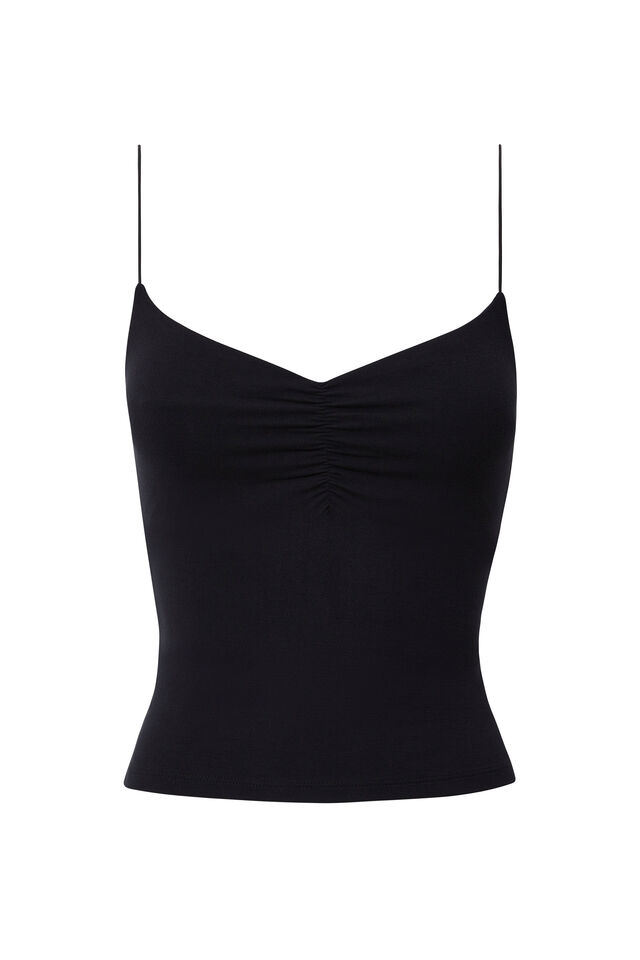 Soft Ruched Cami, BLACK