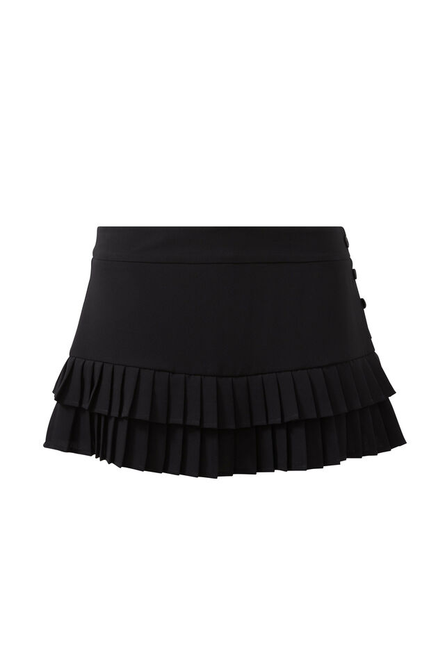 Estelle Pleated Mini Skort, BLACK