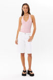 Low Rise Denim Jort, WHITE - alternate image 1