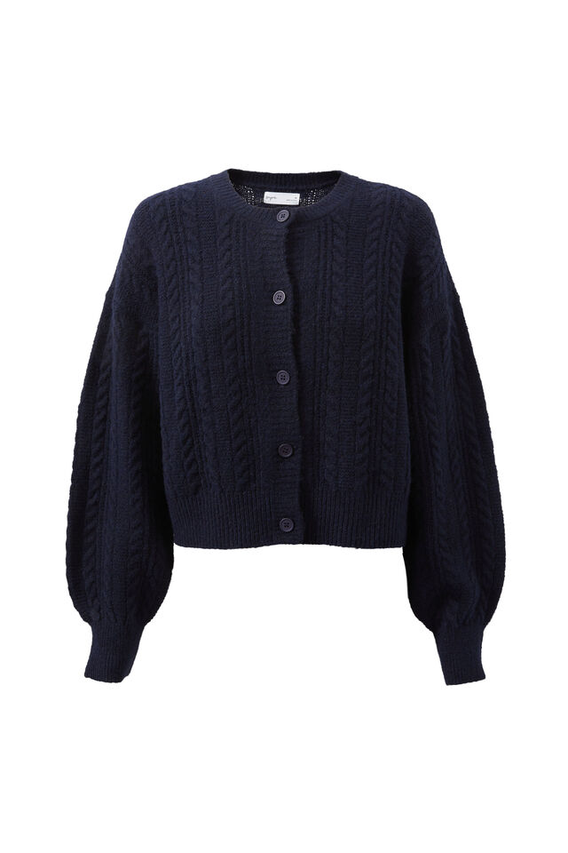 Quinn Cable Knit Cardigan, MIDNIGHT NAVY
