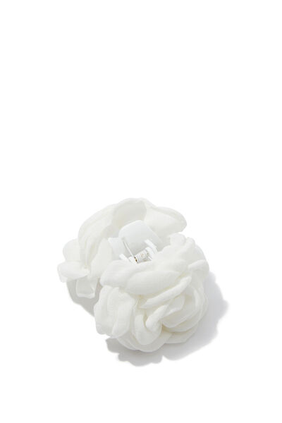 Flossie Floral Hair Clip, WHITE