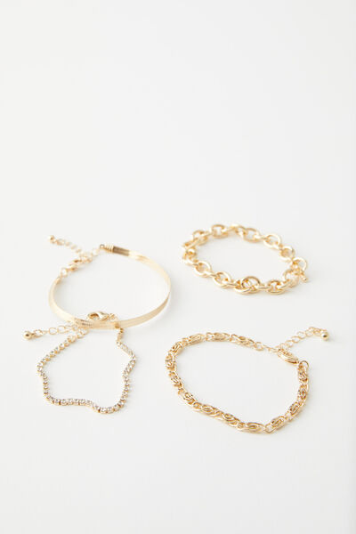 Bracelet Stack, GOLD/CHUNKY CHAIN