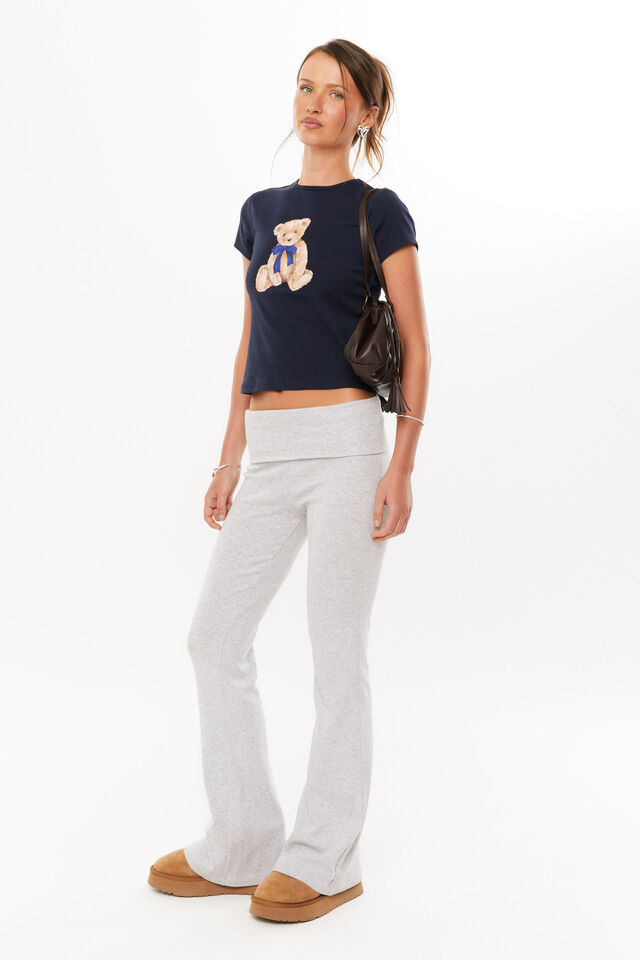 Fold Back Flare Pant, GREY MARLE