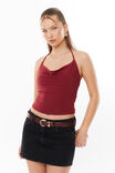 Soft Cowl Neck Halter Top, DEEP CHERRY - alternate image 1