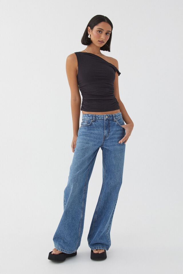 Women Black Twisted Bell Bottom Pants With Twisted Crop Top