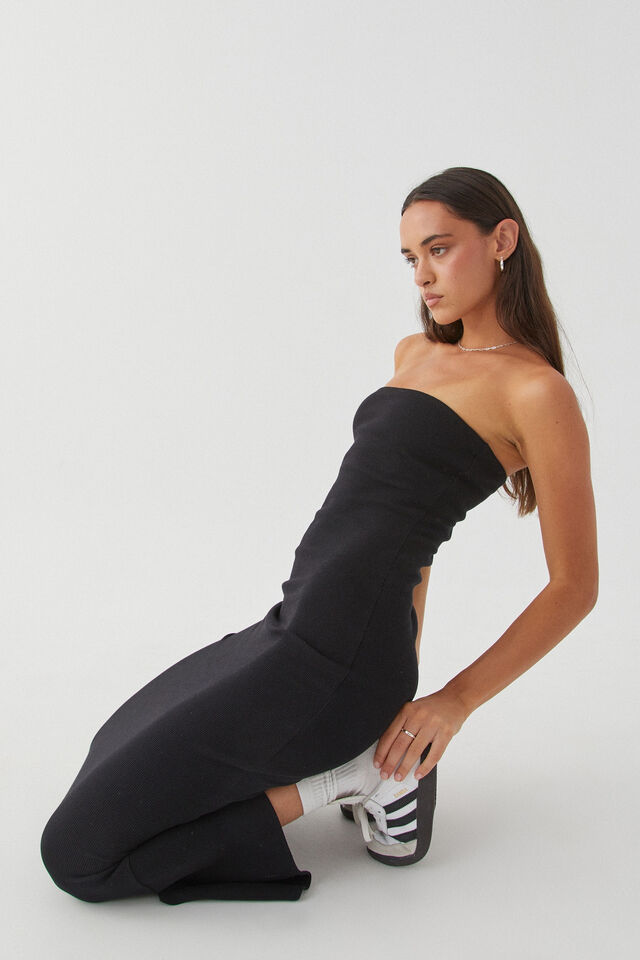 Mary Strapless Maxi Dress, BLACK