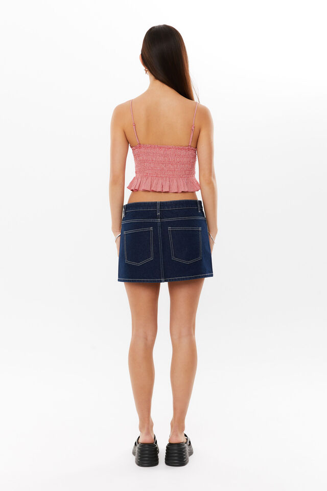 Ollie Shirred Cami, RED GINGHAM