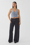 Rami Ruched Halter Top, BLUE GREY - alternate image 2