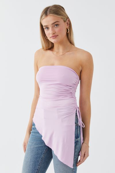 Mandy Strapless Ruched Top, MISTY VIOLET