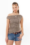 Soft Mia Ruched Top, NINA LEOPARD BROWN - alternate image 1