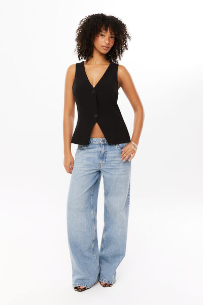 Taylor Longline Vest, BLACK