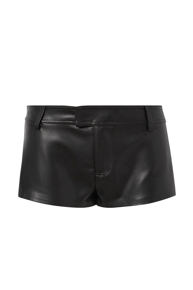 Dakota Faux Leather Short, BLACK
