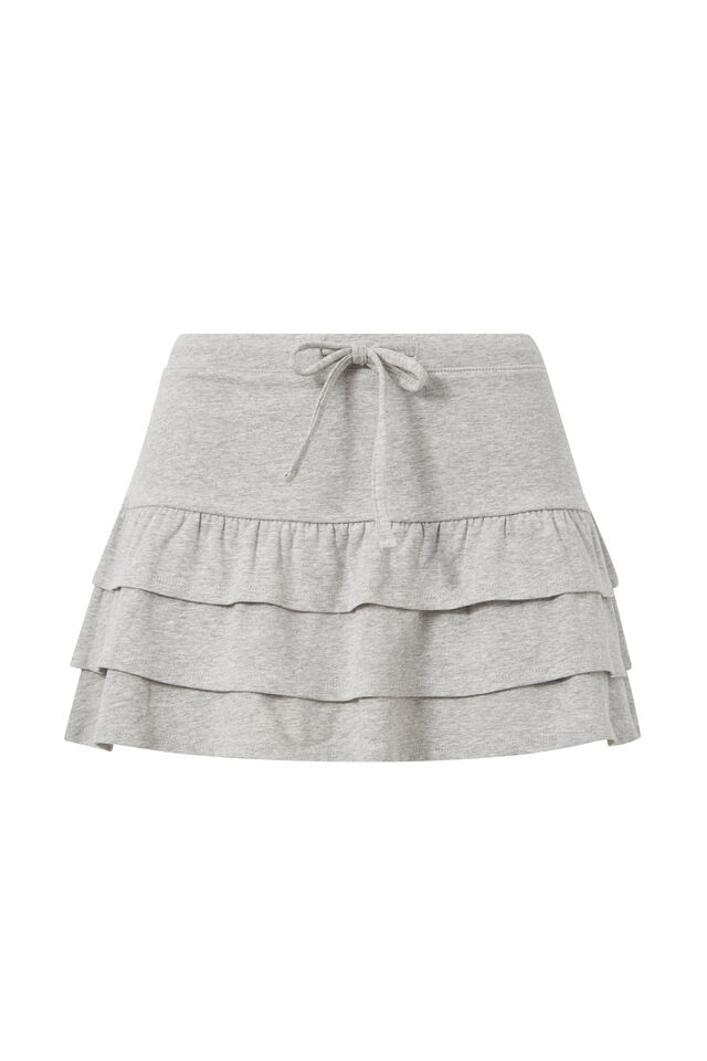 Elena Jersey Frill Mini Skirt, GREY MARLE