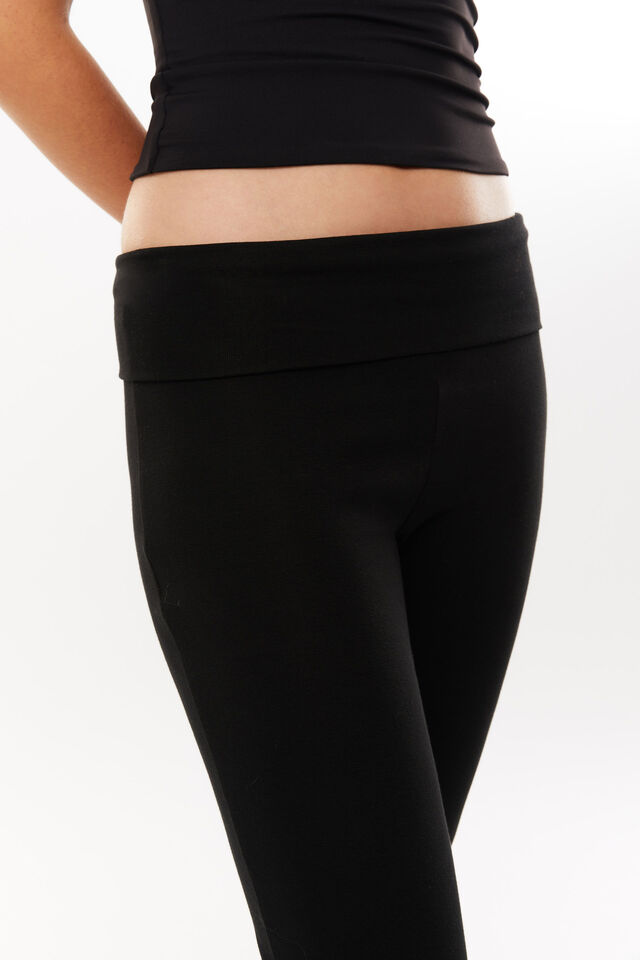 Fold Back Flare Pant, BLACK