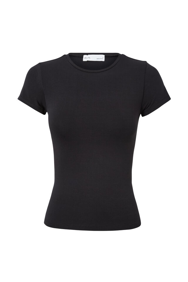 Soft Longline Tee, BLACK