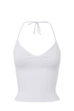Khloe V Neck Halter Top, WHITE - alternate image 6