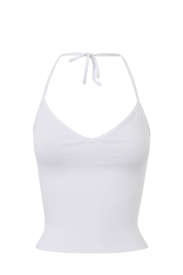 Khloe V Neck Halter Top, WHITE