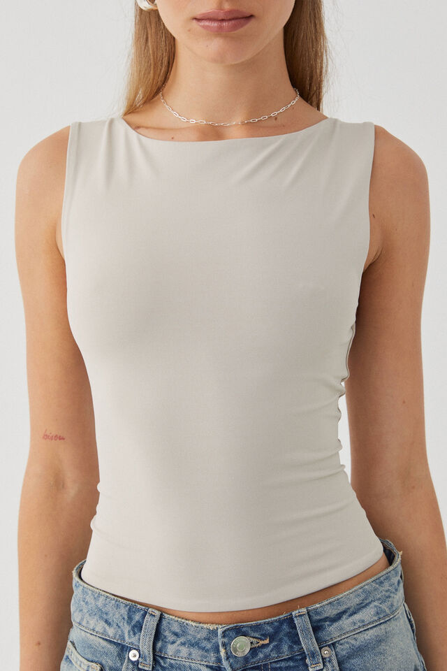 Luxe Backless Tank, COOL BEIGE