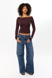 Soft Long Sleeve Off Shoulder Top, CHOC CHERRY - alternate image 2