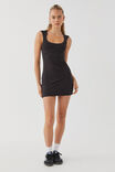 Luxe Scoop Neck Mini Dress, BLACK - alternate image 2