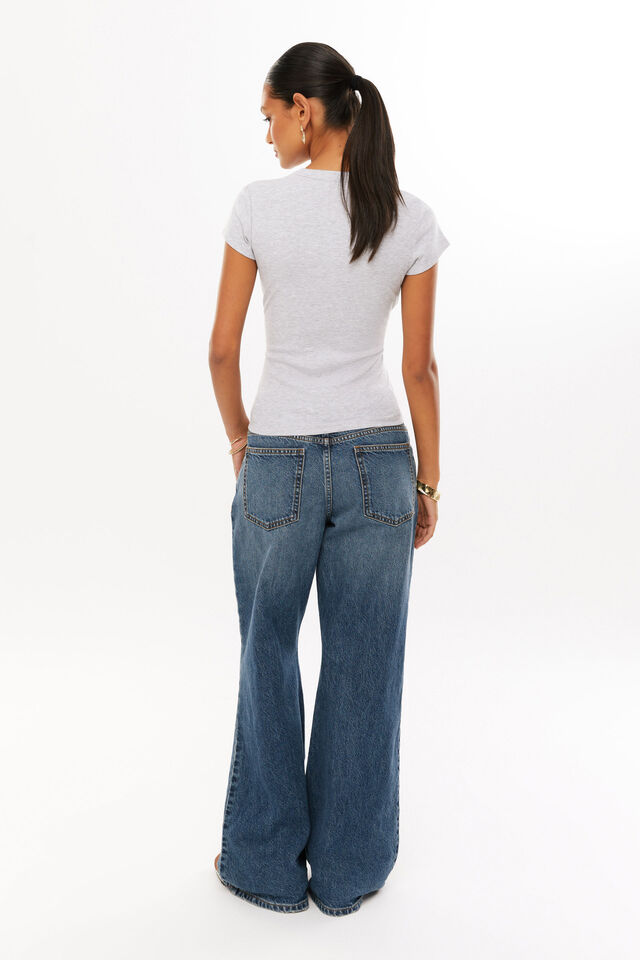Lexy Rib Button Through Tee, GREY MARLE
