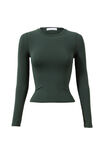 Luxe Long Sleeve Longline Tee, COLLEGE GREEN - alternate image 6