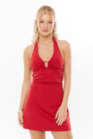Orla Halter Mini Dress, LIPSTICK RED - alternate image 2