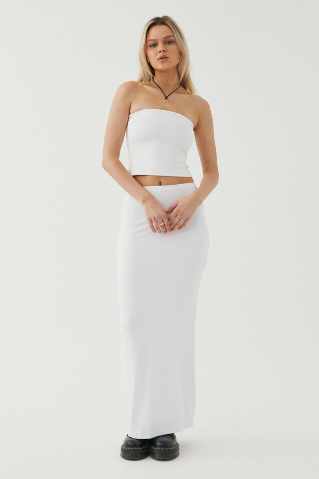 Luxe Longline Tube Top, WHITE