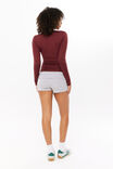 Luxe Long Sleeve Longline Tee, DARK PLUM - alternate image 3