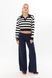 Blair Cropped Rugby Knit Jumper, NAVY STRIPE - alternate image 2