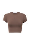 Luxe Cropped Short Sleeve Top, BROWN CAROB - alternate image 6