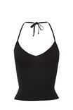 Khloe V Neck Halter Top, BLACK - alternate image 6
