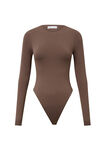 Luxe Long Sleeve Bodysuit, BROWN CAROB - alternate image 6