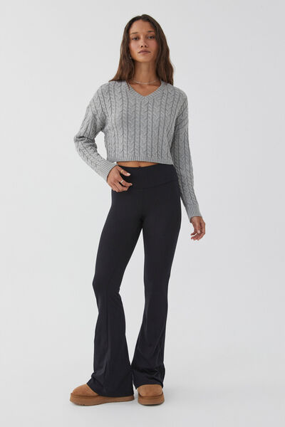 Leila Cable Knit Jumper, GREY MARLE