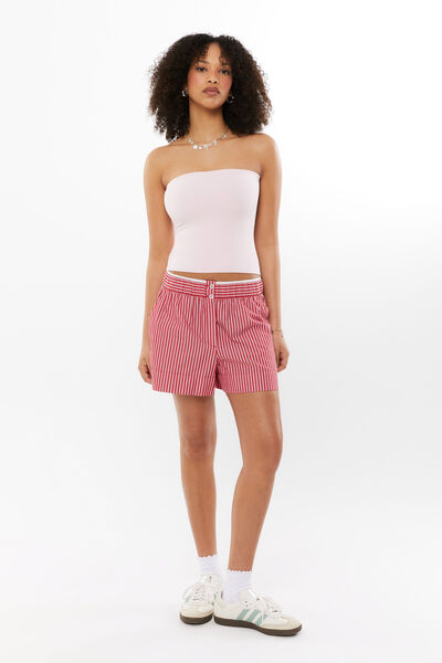 Perri Pull On Short, WASHED RED/WHITE STRIPE